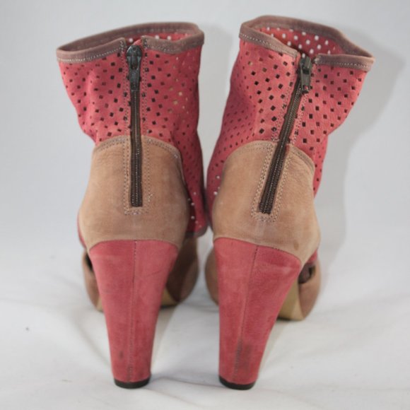 Fly Girl Portugal Red/Tan Heels Sz 39 - Picture 3 of 5